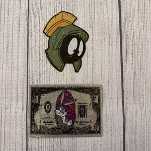 Vintage 1997 Marvin The Martian Bugs Bunny $50 Million Dollar Bill Sticker Lot